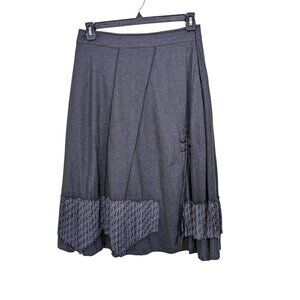 Dolcezza Midi Skirt Womens Medium Boho Art To Wear Artsy Gray Lagenlook Lined